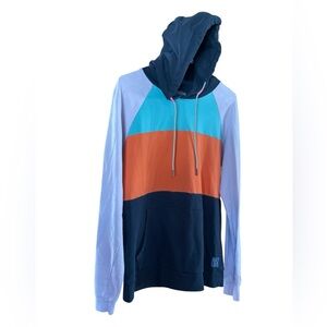 Scotch & Soda Beach Freak ColorBlock Hoodie Large L Men's Navy Lavender Blue